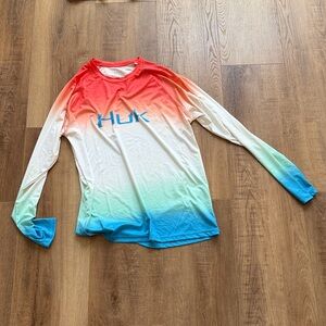 Huk mens Long Sleeve Gradient Shirt - Red, Green, Blue